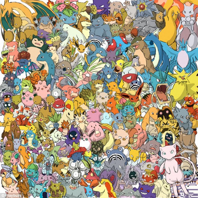 A crowd of Pokemon characters hides one of the game